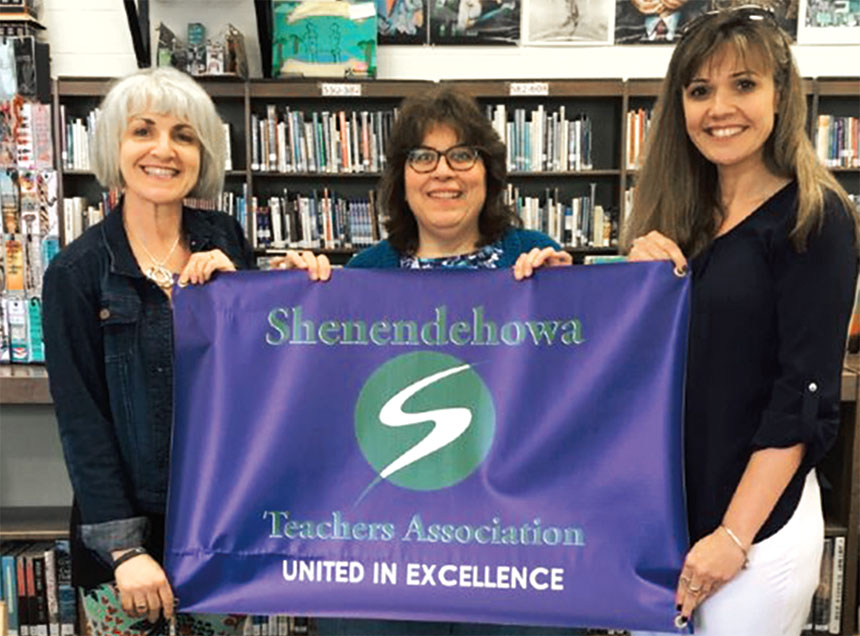 From left, Shenendehowa TA LAP team mem¬ber Susan Kirby-LeMon, LAP coordinator Jody Orlando and STA president, Megan DeLaRosa.